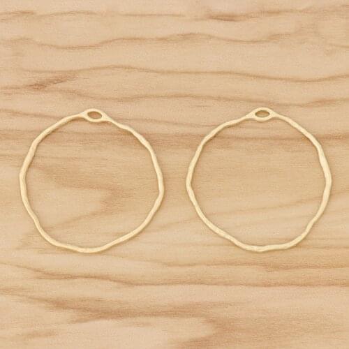 10 Pieces Gold Tone Open Irregular Round Charms Pendants for DIY Earrings Jewellery Making 35x35mm