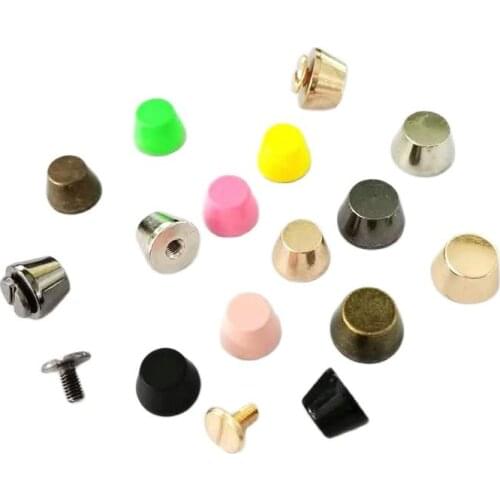 10Pcs/Lot Colorful 10*7mm+7mm Flat Head Barrel Rivet Solid Copper Material Rivet Leather Craft Diy Handmade Accessories