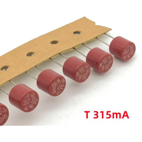 1000 pcs/lot) T315mA 250V TR5 Slow Blow Subminiature Fuse, UL VDE RoHS Approved, 315mA, 0.315 Amp