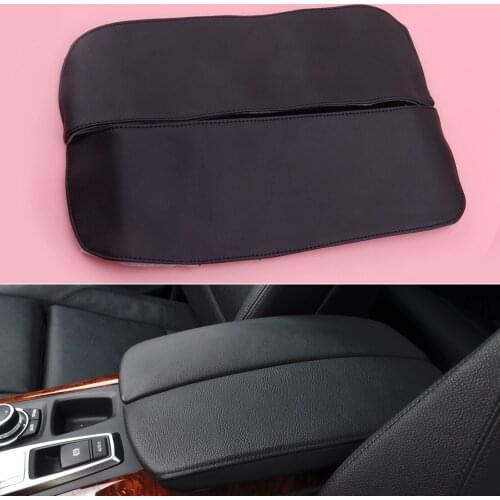 2Pcs/Set Car Center Console Armrest Cover Black PU Leather Fit For BMW X5 E70 X6 E71 2008 2009 2010 2011 2012 2013