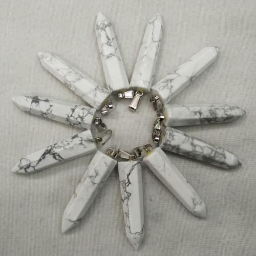 2016 Fashion top quality natural stone Hexagonal pillar charms point Pendants 12x50mm Wholesale 10pcs/lot free