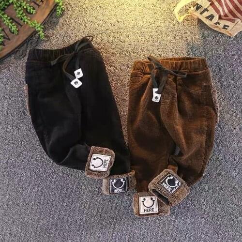 2020 Boys Girls Thickening Warm Cashmere Long Pants Kids Winter Trousers Clothing Children Clothes Overwear