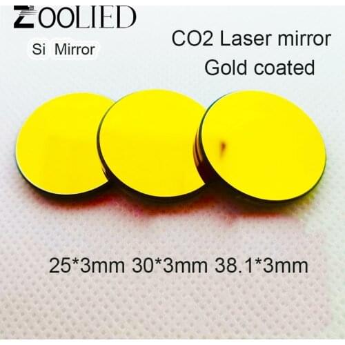 3pcs/lot Si laser Mirrors Gold coated Dia 25x3mm 30x3mm 38.1*3mm Laser Mirrors Reflective Flat Lens For Laser Engraving Machine
