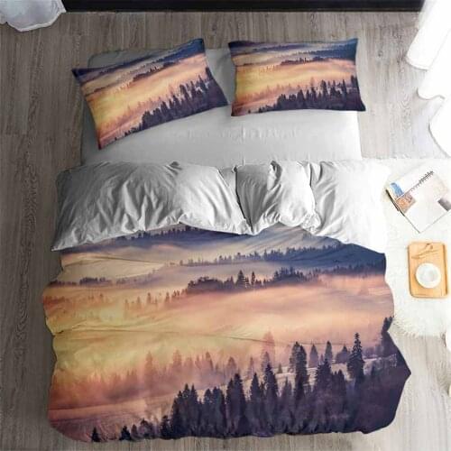 HELENGILI 3D Bedding Set foggy mountain forest Print Duvet cover set bedclothes with pillowcase bed set home Textiles