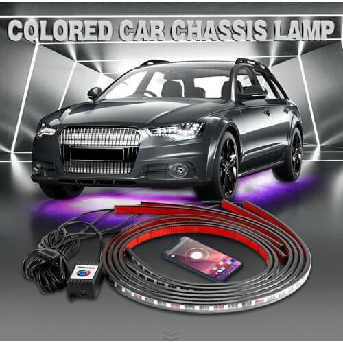 4x Car LED Strip Underglow Flexible Remote /APP Control RGB Decorative Atmosphere Lamp Underglow Underbody System Neon Light