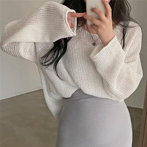 Alien Kitty Chic 2021 Knitted Pullover Sweaters Sunscreen Curl Lady Tops Hot Slim Femme All Match Loose Autumn Casual Woman