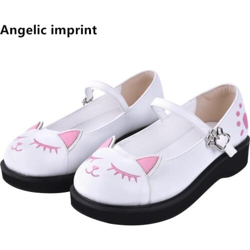 Angelic imprint woman mori girl lolita cosplay college shoes lady low heels Pumps women student dress party shoes cat face 990