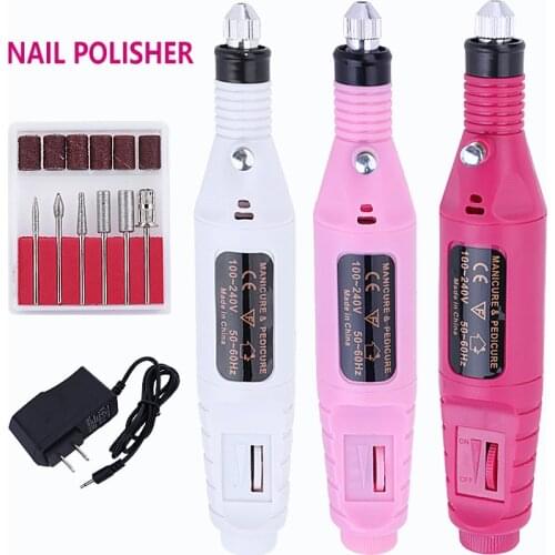 1 Set Electric Nail Drill Machine Kit Charging Manicure Machine Pedicure 6 Bits Sanding Buffer Electric Nail File Professional