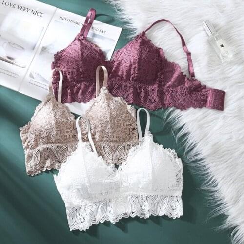 Linbaiway Seamless Lace Bras for Women Sexy Bralette Lingerie Wireless Push Up Bralette Padding Underwear Mujer Brassiere