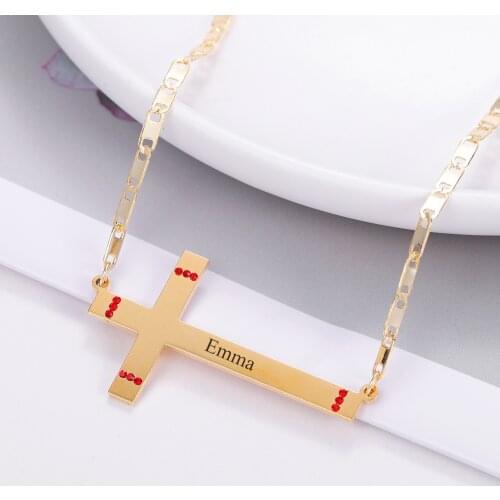 Custom Laser Name JESUS Cross Necklaces Bead Chain For Men Women 316 Stainless Steel Pendant Necklace Iced Out Collier wholesale