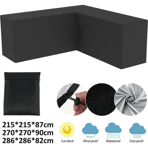 Patio Garden Rain Snow Covers L-Shaped Furniture Anti-UV Tarpaulin Protective Lounge Cover Outdoor Waterproof Sofa Protector