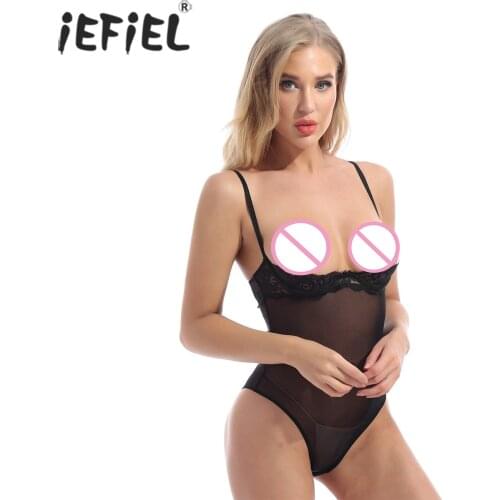 Black Women Fashion Floral Lace Patchwork Bodysuit Clubwear Ladies Skinny Adjustable Spaghetti Strap Lingerie Jumpsuit Teddies