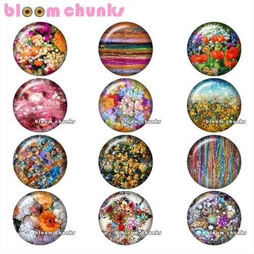 Colorful Flowers Round photo glass cabochon demo flat back Making findings 12mm/18mm/20mm/25mm A9758