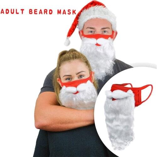 Christmas Beard Masks Decoration 3D Santa Claus Adult Unisex Funny Reusable Santa Beard Face Cover Shield for Xmas Cosplay Party