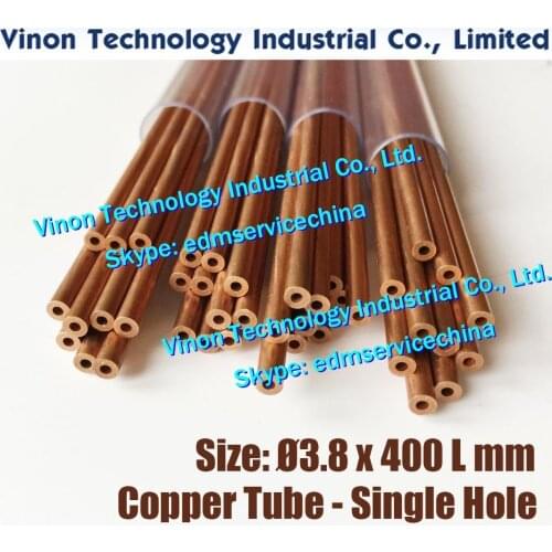Ø3.8x400Lmm Copper Tube Single Hole (30PCS/LOT), Copper EDM Tubing Electrode Tube Diameter 3.8mm Length 400mm for Drilling EDM
