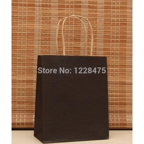 40PCS black Kraft packing bags 21x15x8cm Christams gift bag with handle High Quality DIY Multifunction