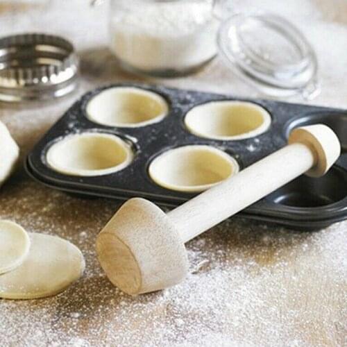 Egg Tart-Tamper Eggtart Mold Double Side Wooden Pastry Pusher DIY Baking Tool