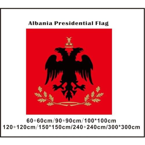 KAFNIK,Custom Albania Presidential Army flag 60*60cm/100*100cm/150*150cm/300*300cm square Albania flag for home decoration