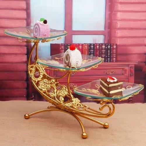 European-Style Classic Crystal Glass Fruit Plate Retro Light Luxury Hotel Club Dessert Pastry Decorative Tray