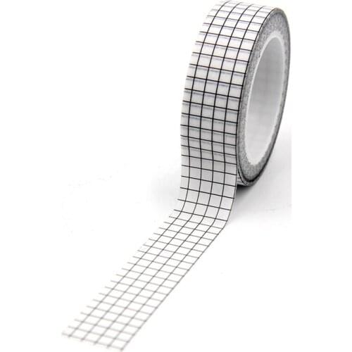 New Arrival 1PC 15MM*10M Light Black Stripes White Washi Tape Sticky Adhesive Tape Scrapbooking Album DIY Decorative Tape