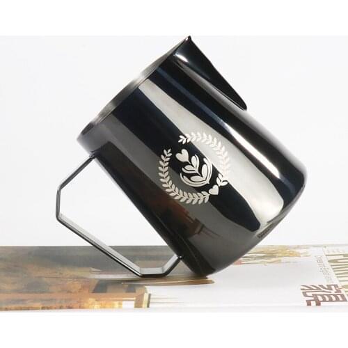 Milk Steaming & Frothing Pitcher, Stainless Steel Non-Stick Milk Jug Pull Flower Cup Perfect For Coffee Cappuccino Latte Art