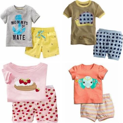 Summer Children Pijamas Suits Kids Pajamas For Boys Sleepwear Baby Pyjamas Homewear Girl Nightwear T-Shirt +Shorts Sports Set