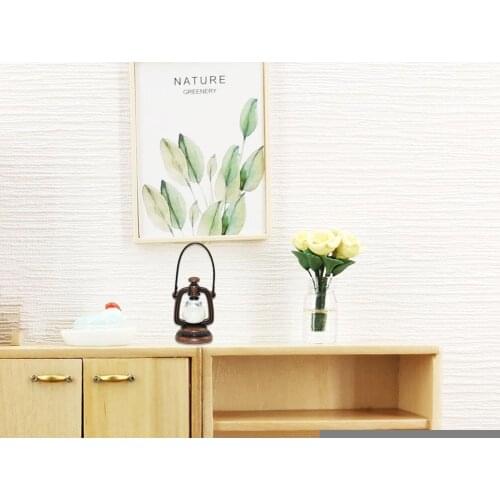 Dollhouse Mini Retro Oil Lamp For 1/12 Miniature Dollhouse For ob11 Doll Play Drink Toys Kitchen Model Do Food Gift 43*23mm Q8C7