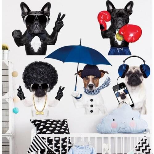 Funny Dog Wall Stickers Teenagers Room Bedroom Self Adhesive Poster Aesthetic Pet Shop Decoration