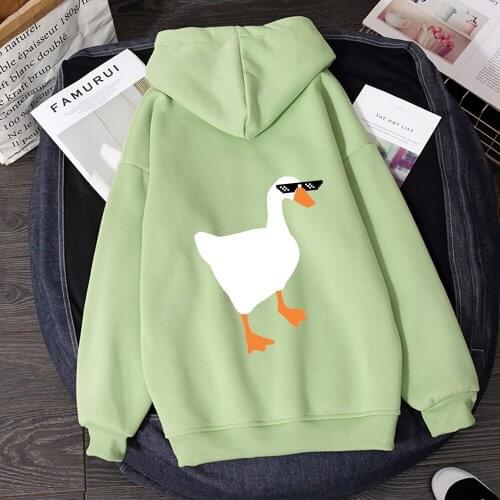 Unisex Clothing Pullover Funny Duck Printed Sweatshirt Oversized Harajuku Long Sleeves Hoody Ladies Cute Cartoon Fashion Clothes