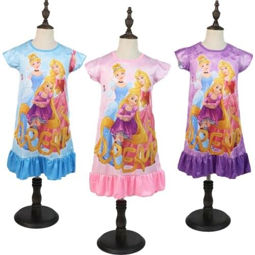 2021 Disney Princess Girl Dress Summer Clothing Kids Clothes Childrens Pajamas Birthday Dresses Casual Costume Rapunzel 3-8Y