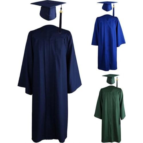 2021 Adult Graduation Gown Long Sleeve University Academic Dres S Zip Closure Plus size Graduation Gown Robe Mortarboard Cap