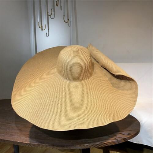 2021 Summer Sun UV Hats Stage Cap Dropshipping Wholesale Super Bigger Brim Wide Straw Hats For Women Foldable Paper Beach Hat