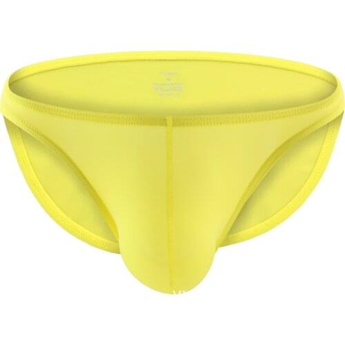 New Sexy Mens Brief Breathable Ultra Thin Smooth Ice-Silk Brief Summer Brief U Convex Underwear Ropa Interior Hombre