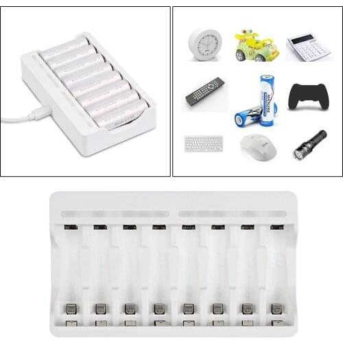 USB Charger AA AAA Battery Universal Charger 8 Slots Rechargeable Batteries Charger Fast Charge