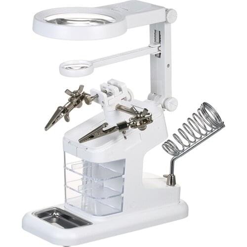 Multi-Functional Magnifier glass Welding Magnifier 3X/4.5X/25X LED Light Desktop Magnifier USB Port Soldering Stand Repair Tool