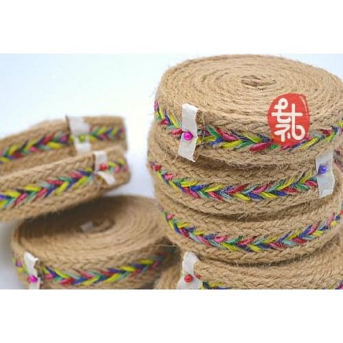Favourite zakka new Natural COLOR Jute Rope wide 2.5cmX10M rope hollow wave lace handmade lace accessories DIY material