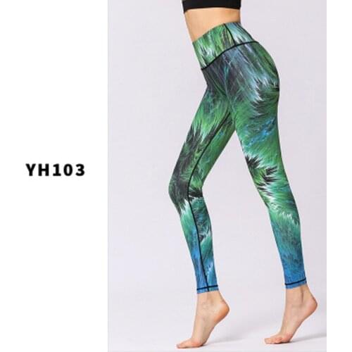 Women Quick Dry Leggings Gym Fitness Pants Print Slim Yoga Sports Pants High Waisted Trouser Gym Girl Tights Sportswear Leggings