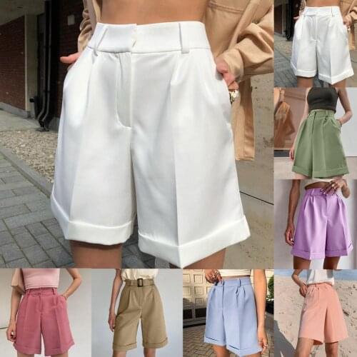 Lady Popular Solid Color Straight Leg Suit Shorts Shorts Loose Shorts Straight Leg for Daily Wear