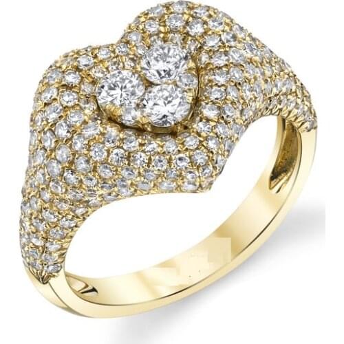 Iced out bling micro pave cz sparking bling wedding engagement Heart shape ring for women rock hip hop jewelry fashion