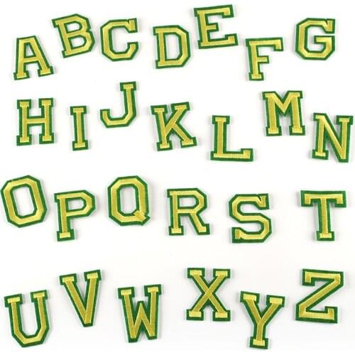 10 same pcs/lot Green Embroidered Alphabet Letters Clothes Patch