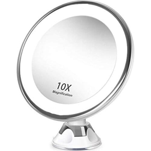 10X Magnifying Makeup Vanity Mirror Portable with LED Light Suction Cup 360° Rotating Makeup Magnifying Glass Home Desktop Bathr