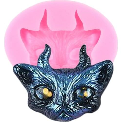 3D Devil Cat Silicone Mold Cupcake Topper Fondant Cake Decorating Tools Chocolate Gumpaste Moulds Polymer Clay Candy Molds