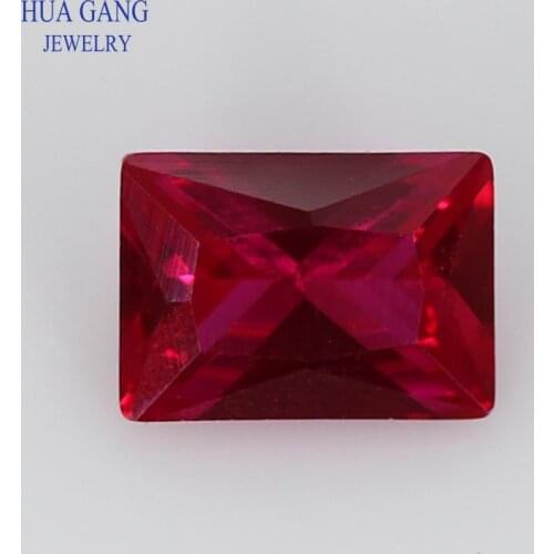 5# Red Stone Rectangle Shape Princess Cut Synthetic Corundum Gems stone For jewelry Size 2x3~10x14mm Free Shipping