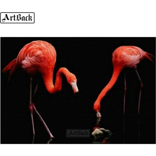5d diamond painting flamingo full square & round animal red bird diamond mosaic canvas diamond art sticker