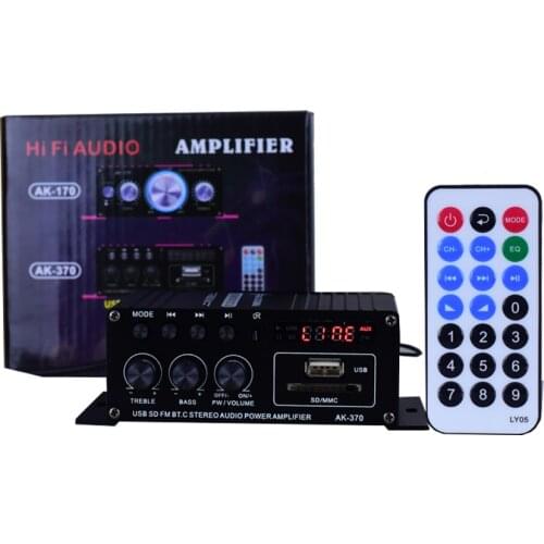 AK-370 400W Bluetooth Power Amplifier HiFi Stereo Home Audio Digital Car Amp MP3 MIC