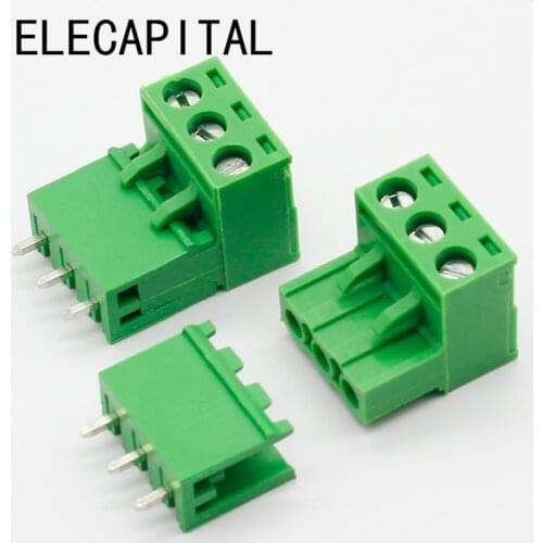 Free shipping 10 sets ht5.08 3pin Terminal plug type 300V 10A 5.08mm pitch connector pcb screw terminal block