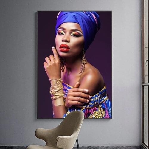 Black Girl Jewelry Canvas Print Africa Art Women Wall Painting for Living Room Wall Art Posters and Prints Wall Pictures Decor