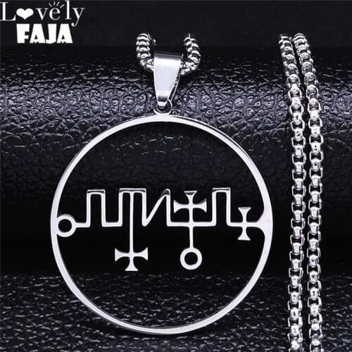 Dagon Sigil Stainless Steel Pendant Necklace Silver Color Demonic Symbol Logo Sign Chain Necklace Jewelry cadena N4309S03