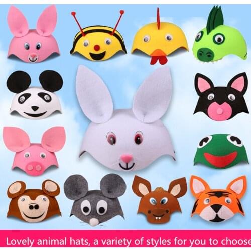 Childs Party Toy Hat Babys Animal Hat Caps for Cartoon Headgear Play Toys Birthday Gift Nonwoven Cloth Hat A032