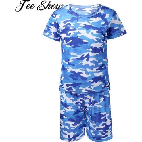 2Pcs Kids Summer Breathable Net Sport Suit Short Sleeves Print T-shirt and Shorts Set Sportswear for Running Football Basketball